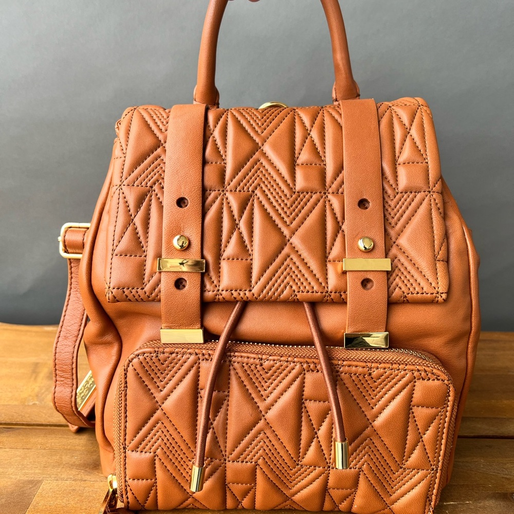 Badgley Mischka Quilted Tan Backpack